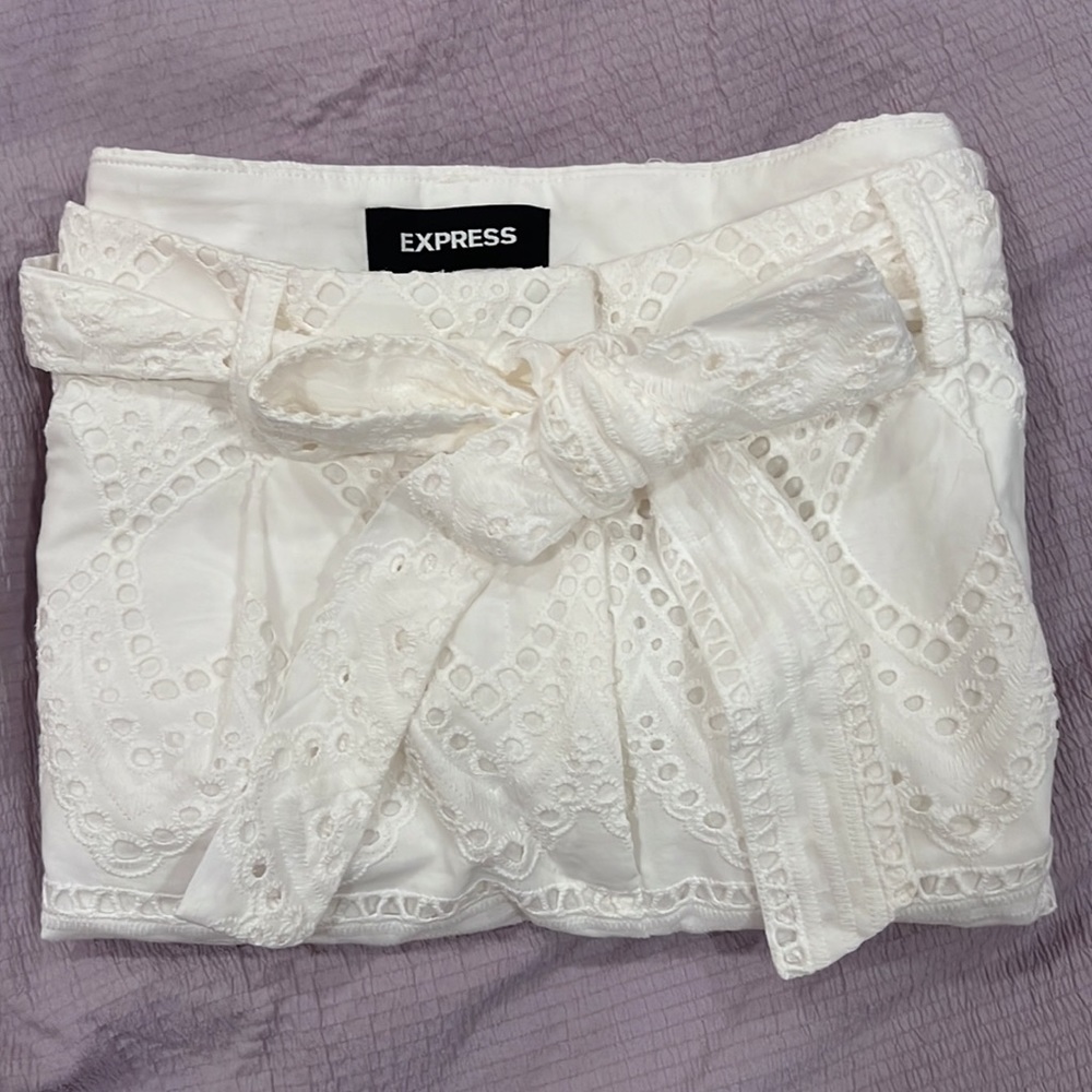Express high rise eyelet shorts